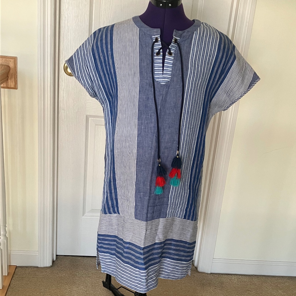 Vineyard Vines Blue Striped Dress With Tassels Size 4
